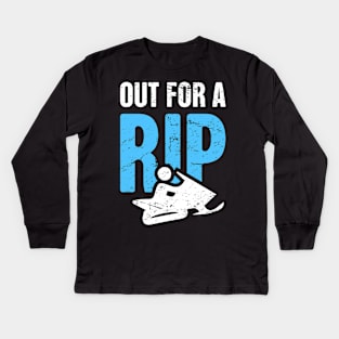 Out For A Rip - Funny Snowmobile Design Kids Long Sleeve T-Shirt